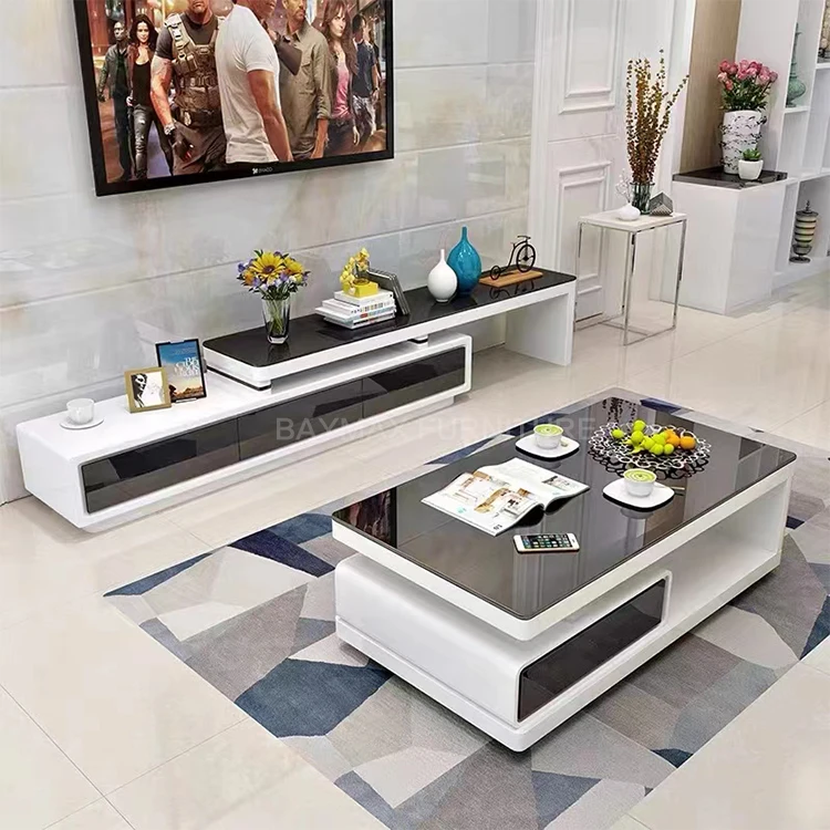 High gloss white storage tv stand cabinet coffee tea table tv units
