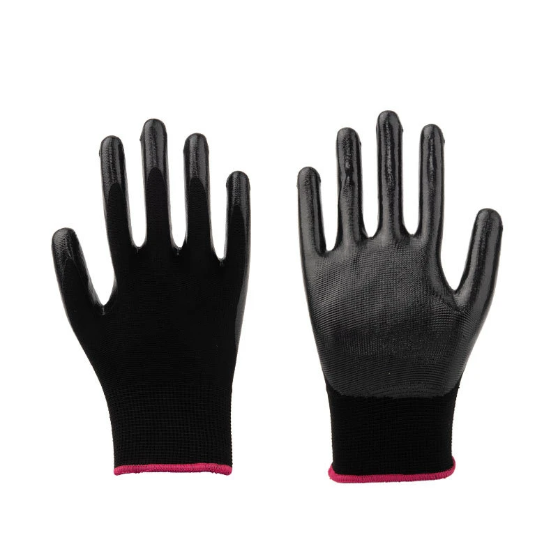Cheap 40g Black Red Nitrile Coated Gloves Firm Grip Safety Work Industrial Construction Hand Protective