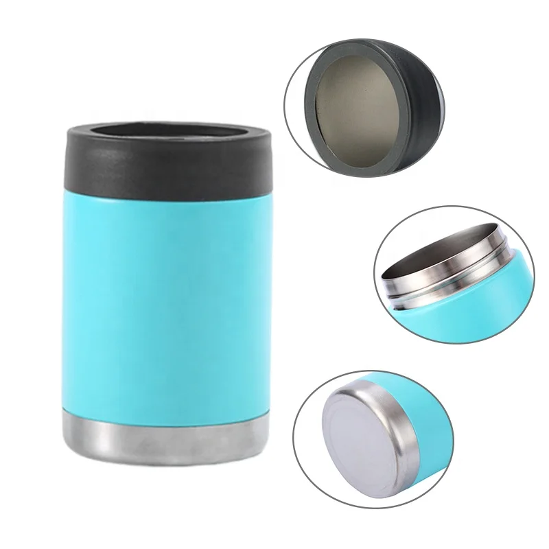 Custom Logo Double Wall Insulated Travel Cooler Cans 12oz 14oz 304 Stainless Steel Cooler Cans With Lid