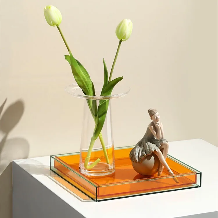 Cutelife Nordic Color Square Acrylic Storage Box  Makeup Food Storage Container Kitchen Living Room Decoration Tray