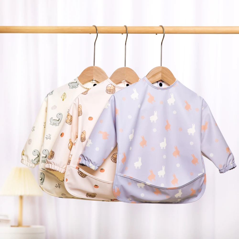 Long Sleeve Coverall Bib Babies & Toddlers 6-36  Mess Proof Baby Feeding Bib