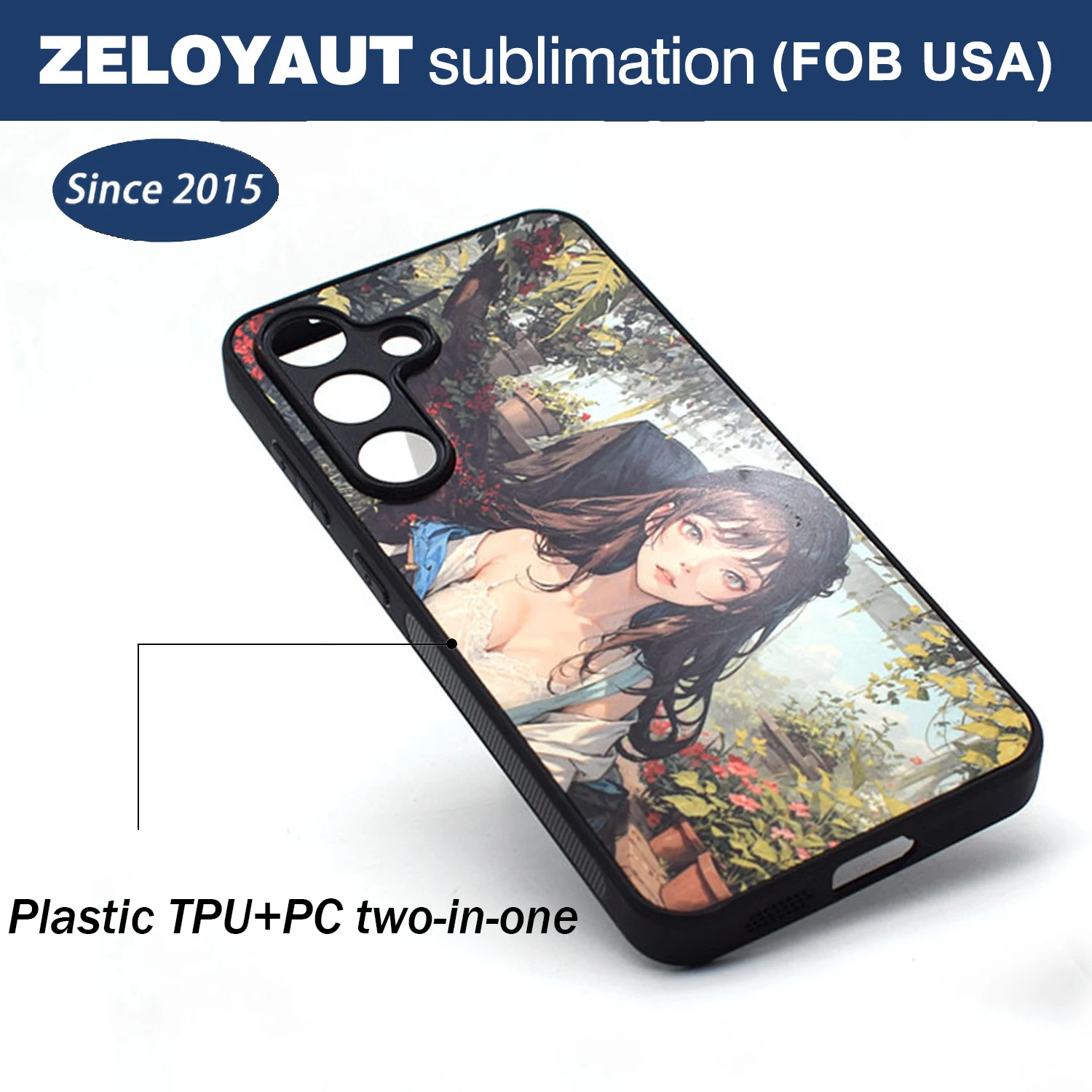 ZELOYAUT Heat Press Phone Cover PET plastic TPU Blank Sublimation Samsung S24/S23 plus Phone Case Wireless Charging Compatible