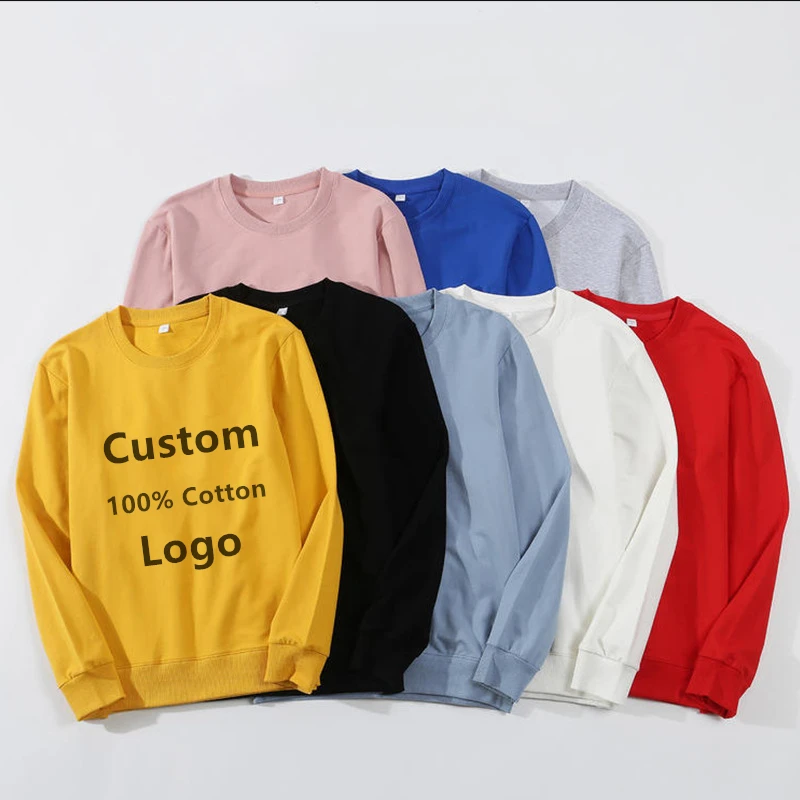 custom plain crewneck sweatshirts wholesale blank pullover sudaderas men sweatshirt embroidery logo cotton elastic sweater