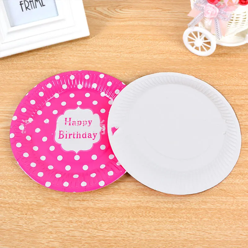 Factory Wholesale  Happy Birthday Printing  Round  Plates Design Disposable Cardboard Paper Plate