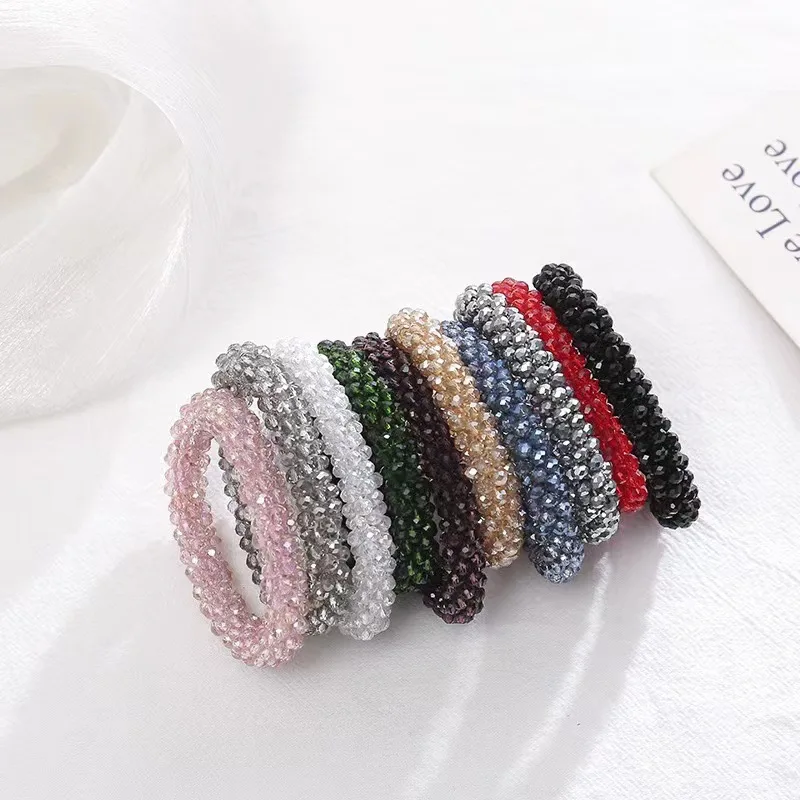 Hot Selling Fashionable Crystal Hair Scrunchies Elastic Beaded Bracelet