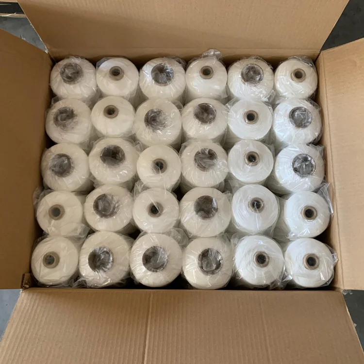 manufactory price latex covered polyester yarn elastic thread use for gloves and belt 52# white rubber yarn