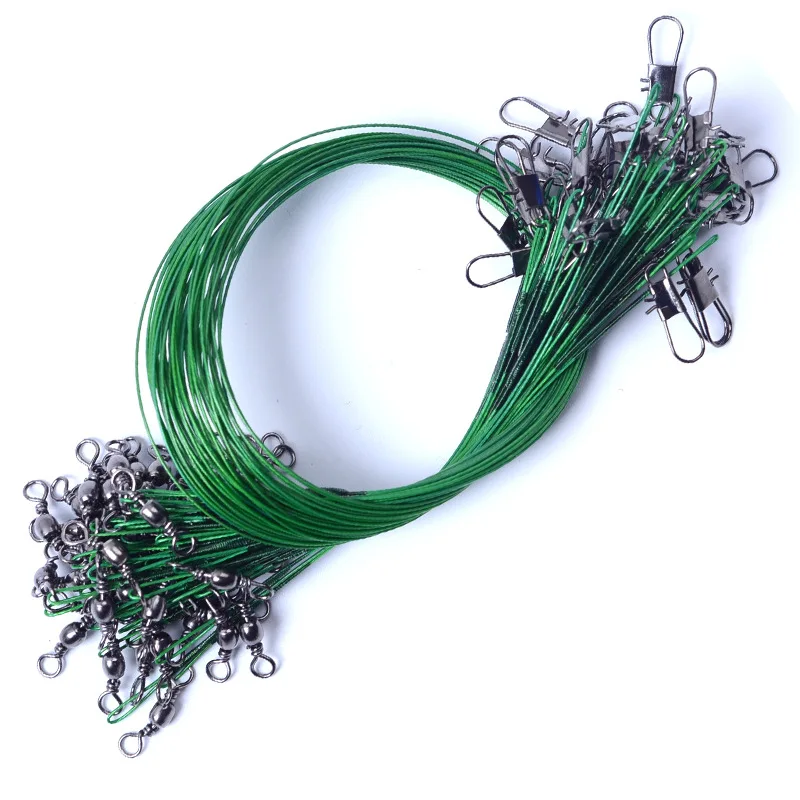 Anti Bite Steel Fishing Line Steel Wire Leader With Swivel Fishing Accessory Lead Core Leash Fishing Wire 10CM-30CM