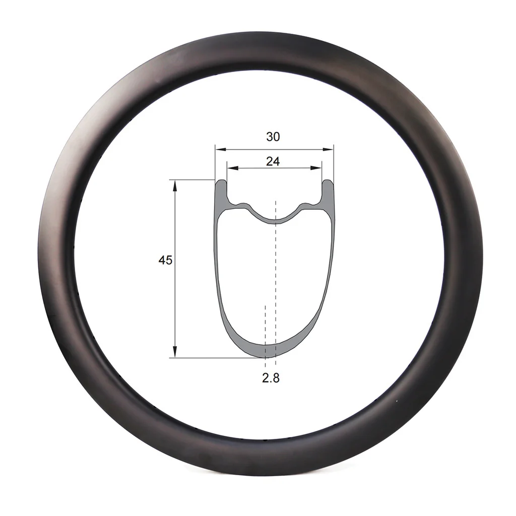 Newest Design Wheel Rims 700C Carbon Rims China For Bikes Disc Brake 24mm Width Tubeless Bicycle Rim  Accessories