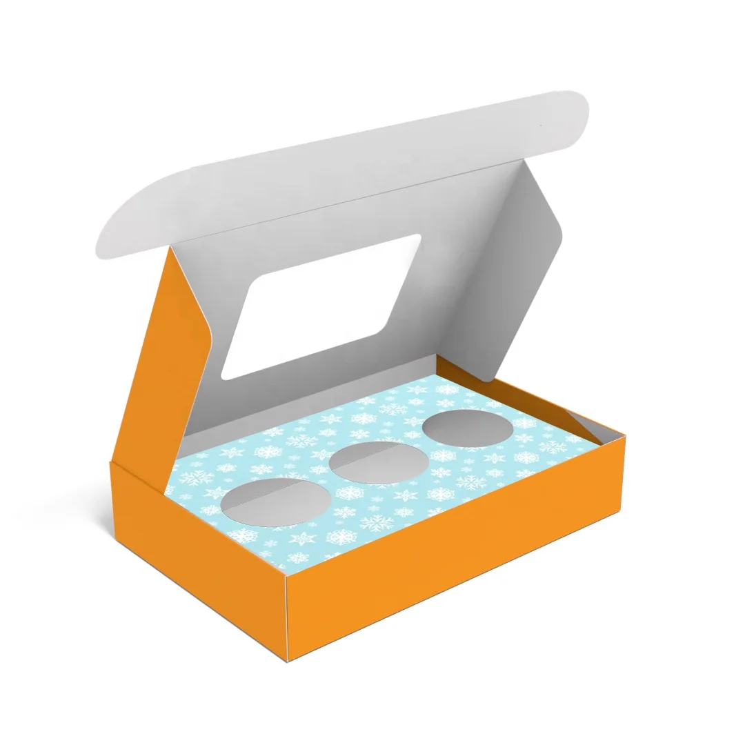 
Складная бумажная Подарочная коробка с окном и гофрированными лотками, разделители для хлеба, кексов 