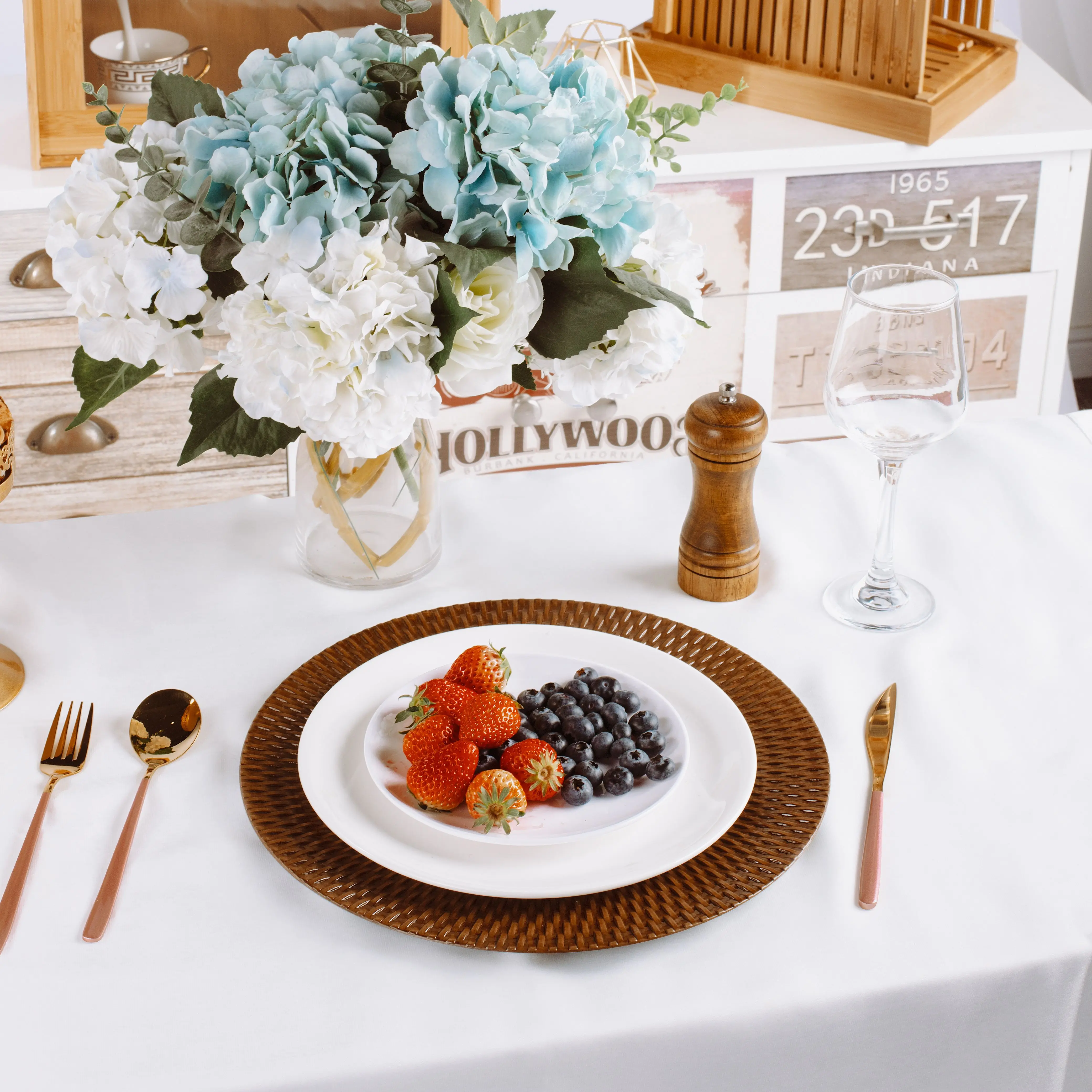 New Arrival Woven Wood Charger Plate Plates Wedding Event Ceramic