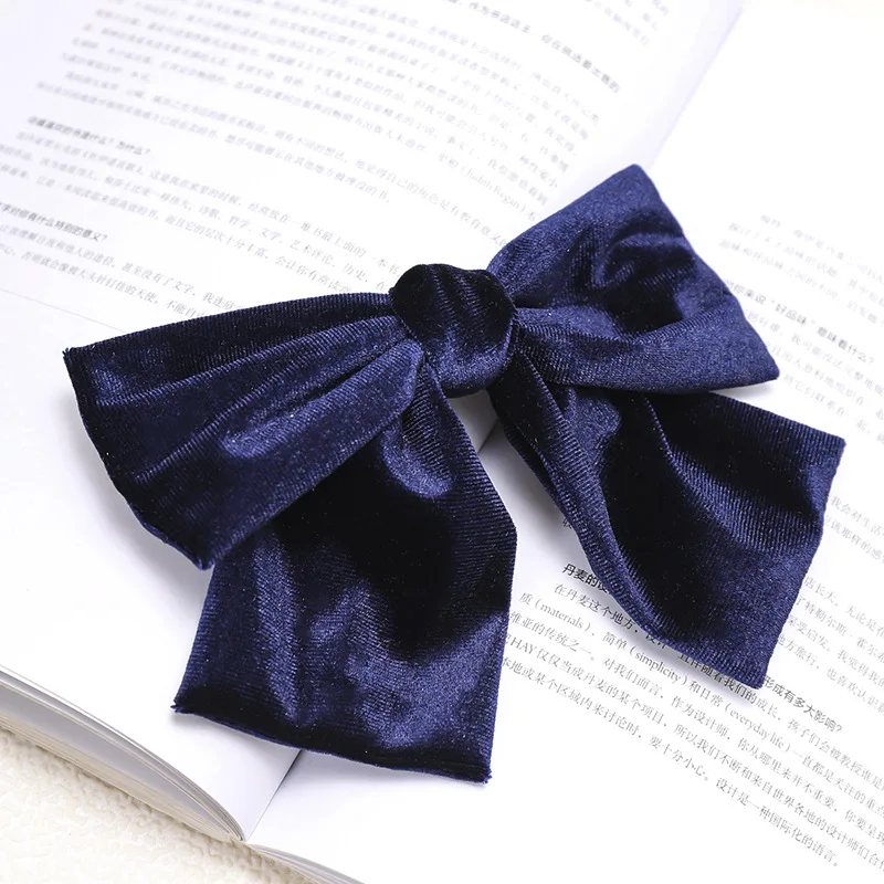 Fashion Big Korea Velvet  Bows Wholesale 12 Colors Hair Bows Clip for Girls Hair Woman Hair Accessory