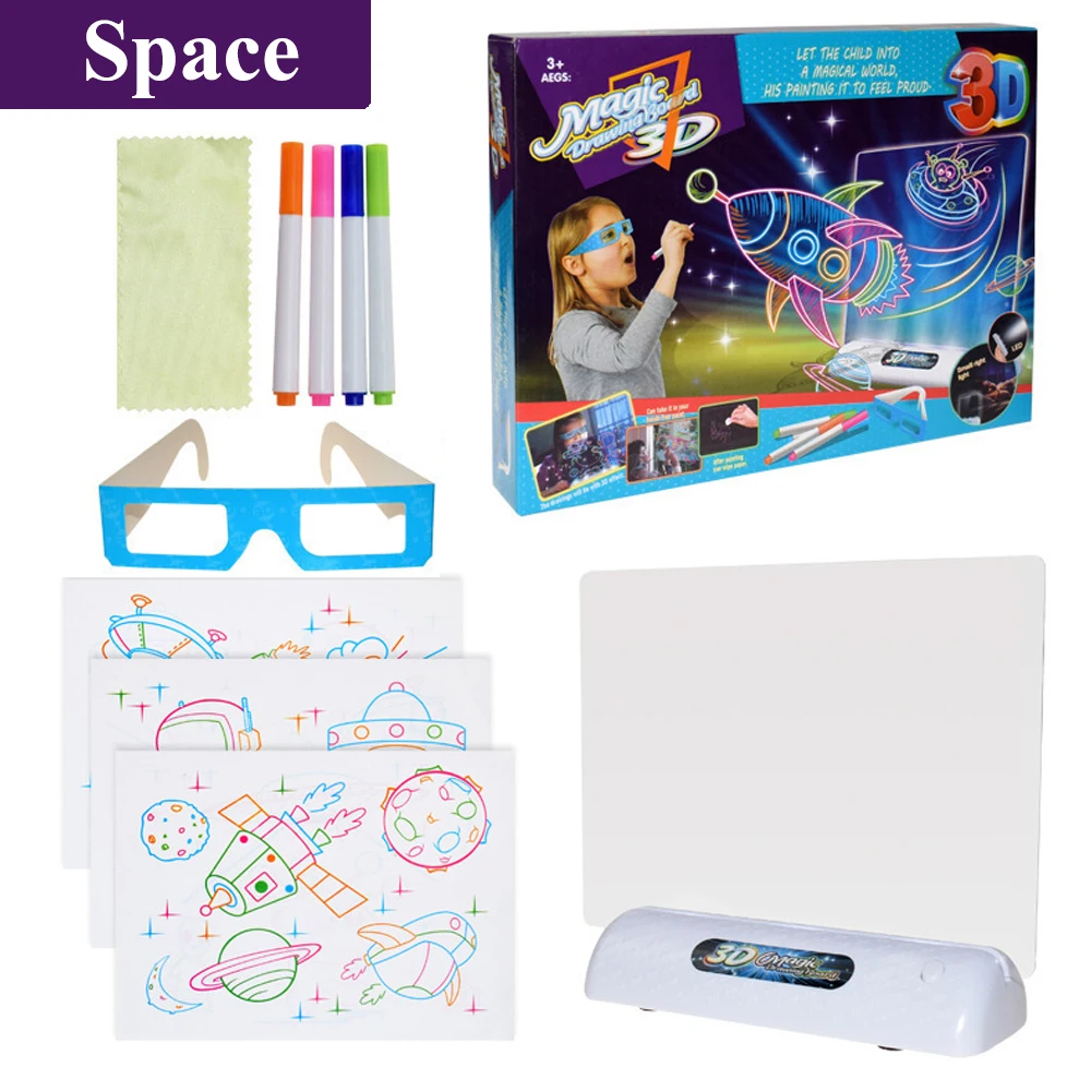 Toy Drawing light board 3D Led Light Up magic drawing board for kids