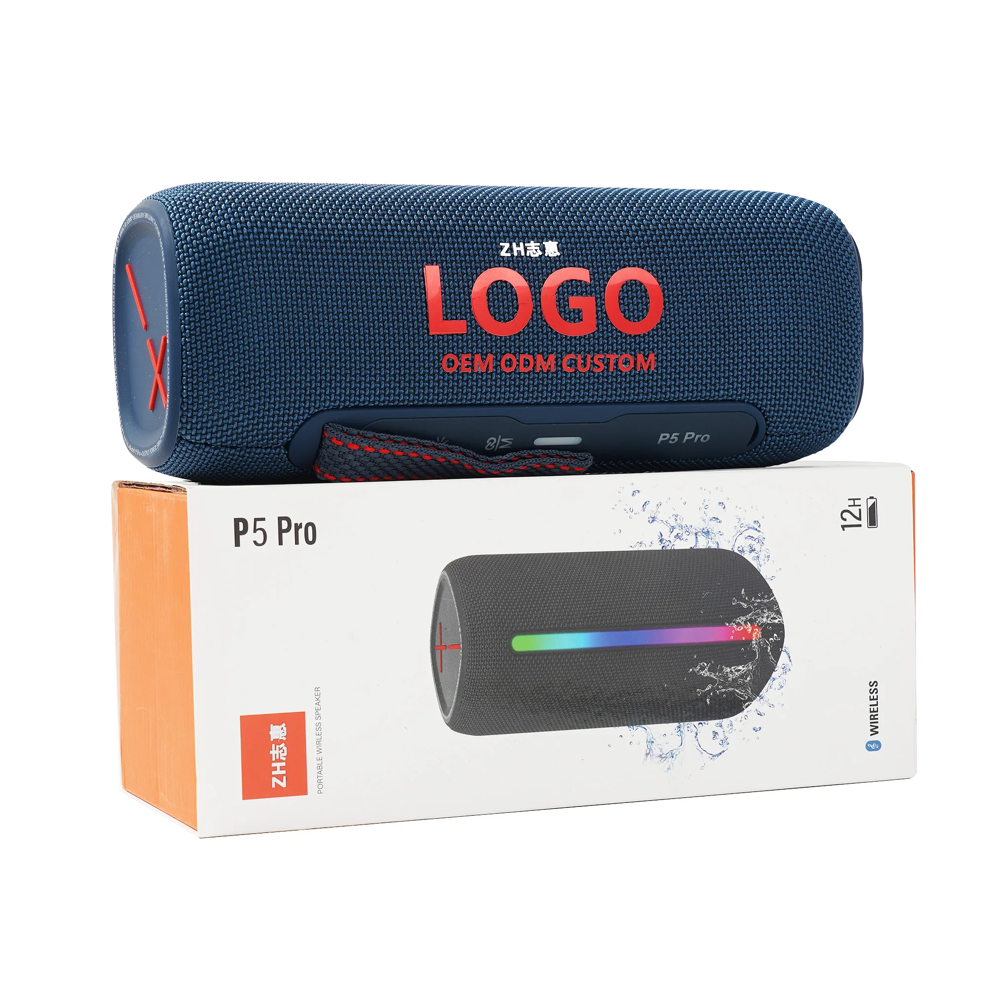 P5-pro LED Portable Wireless Bluetooth Speaker Waterproof Outdoor Loudspeaker RGB Gift Boombox Speakers FM Radio