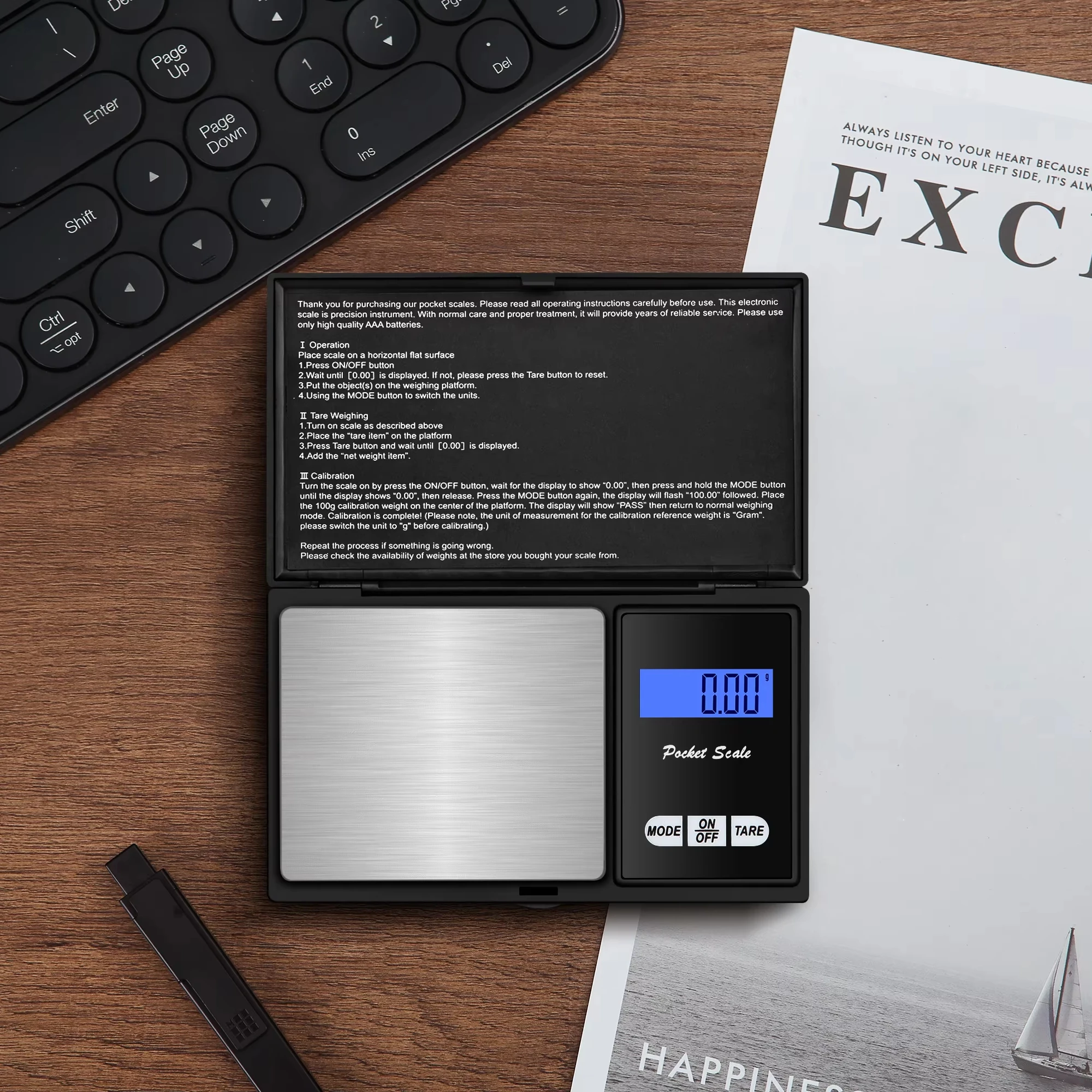 High Quality ABS Stainless steel Portable Digital Pocket Balance 500g/0.01g Precision Jewelry Scale For Gold