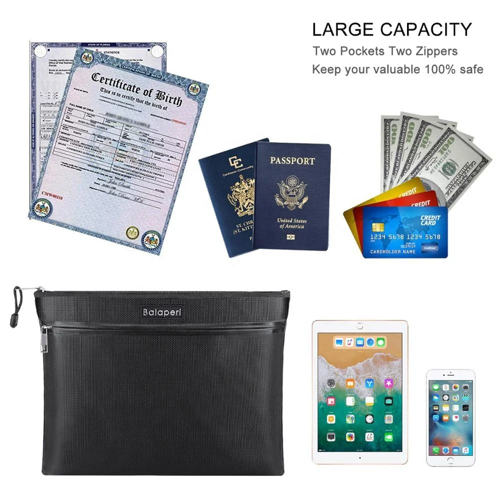 Waterproof Fireproof Documents Cash Passport fiberglass fireproof bag