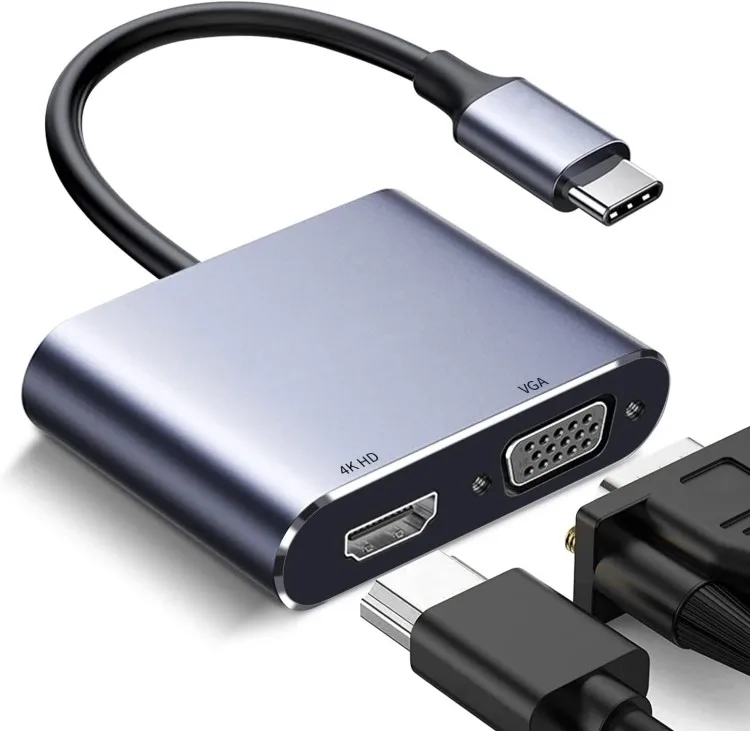 Концентратор USB TYPE-C на HDMI и VGA 2 в 1 4K 30 Гц 1080P 60 концентратор C для