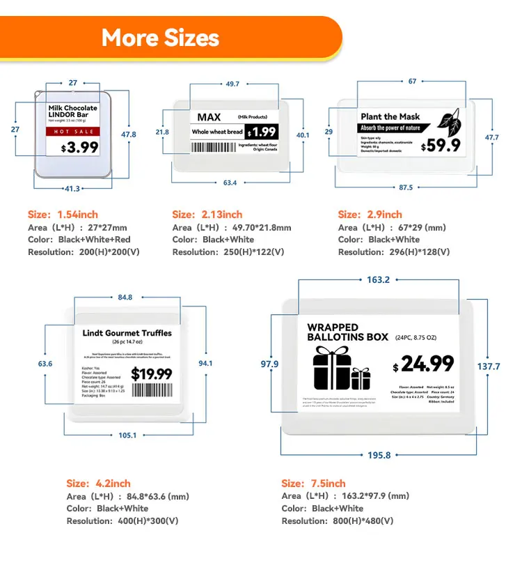 NFC enabled 4.2 inch electronic shelf label display nfc no battery esl digital price tags nfc white label