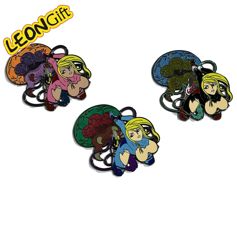 Leon Custom Large Metal Gift Assorted Anime Lapel Costume with Sexy Hard Enamel Pin Badge Custom Design Metal Crafts