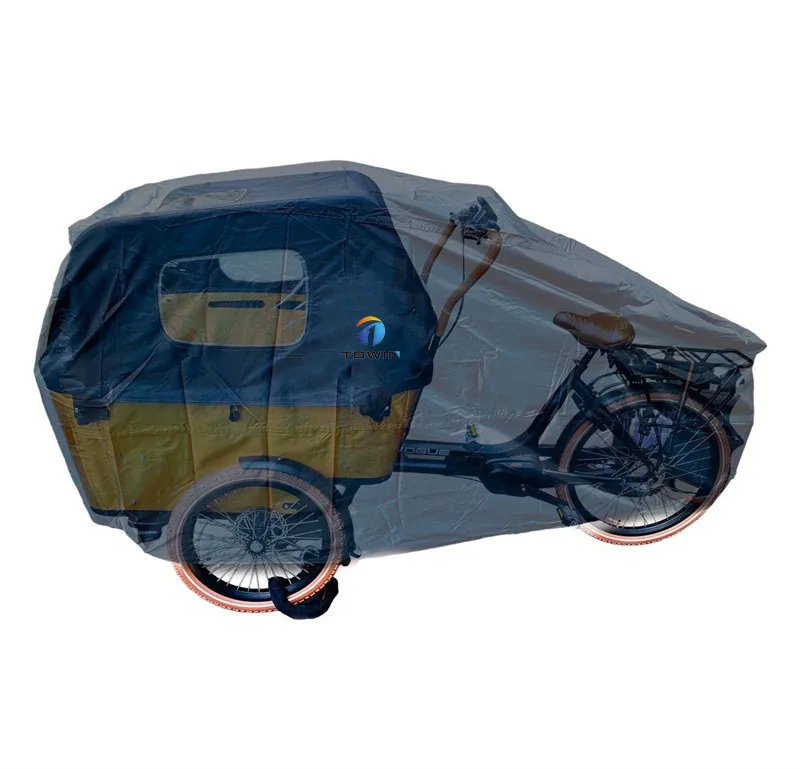 Customized Logo Waterproof Dustproof Breathable Polyester Black E -Bike Carry 3 Wheel Cargo Cover