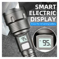 Flashlight  Zoomable Power Display USB Rechargeable Powerful Flashlight Super Bright LED Torch for Hiking