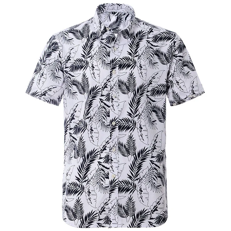 Vintage turn-down collar hawaiian beach compression all over print shirts for men