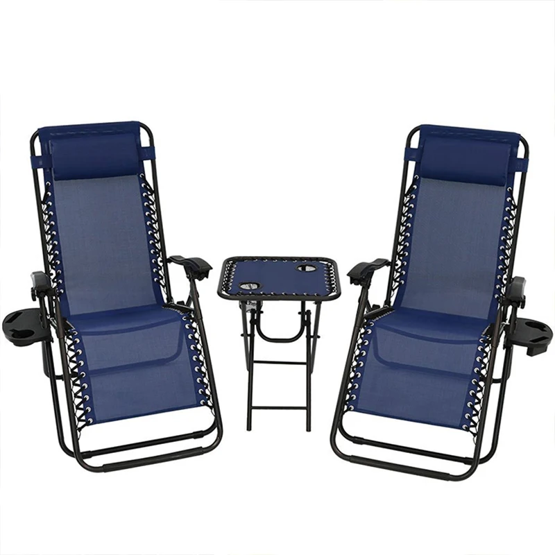 
Zero Gravity Foldable Recliners Chair Set With Cup Holder And Small Table 