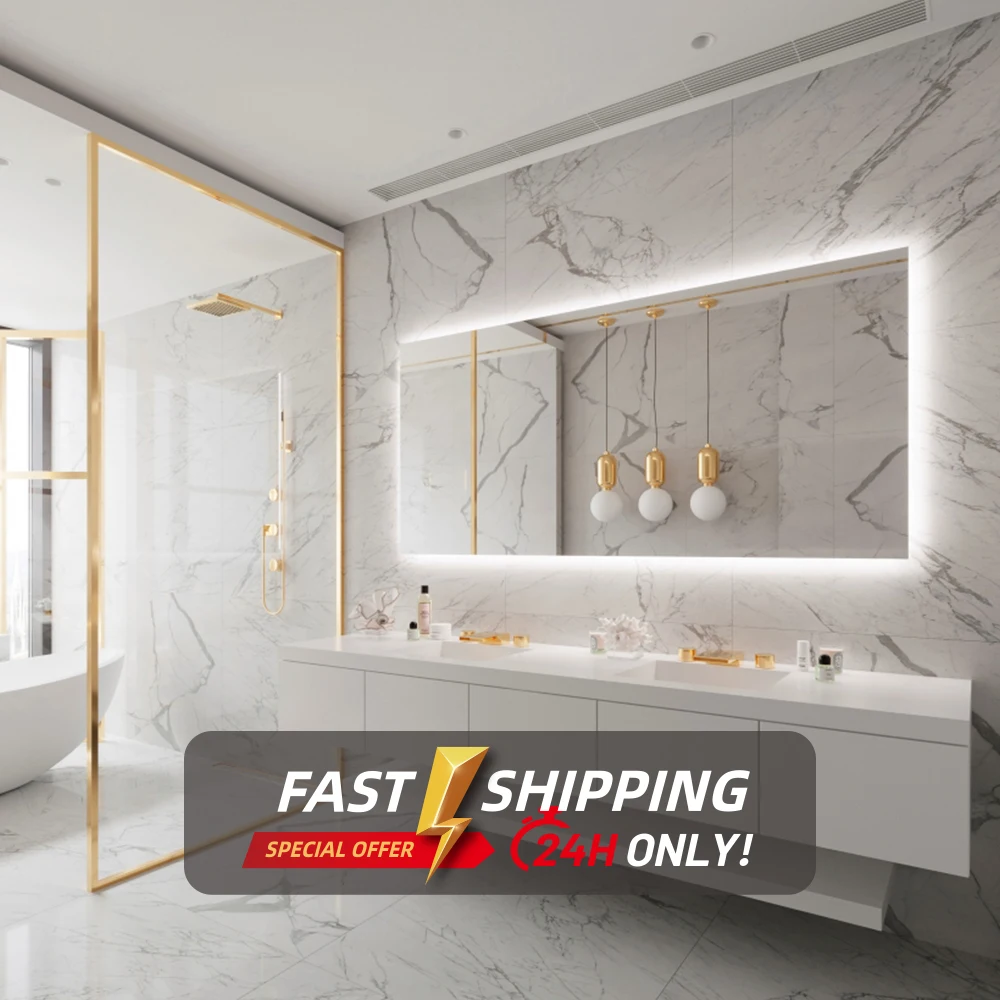 Смарт-отель пользовательские сенсорный экран Анти-туман подсветка led свет смарт-зеркало для ванной комнаты