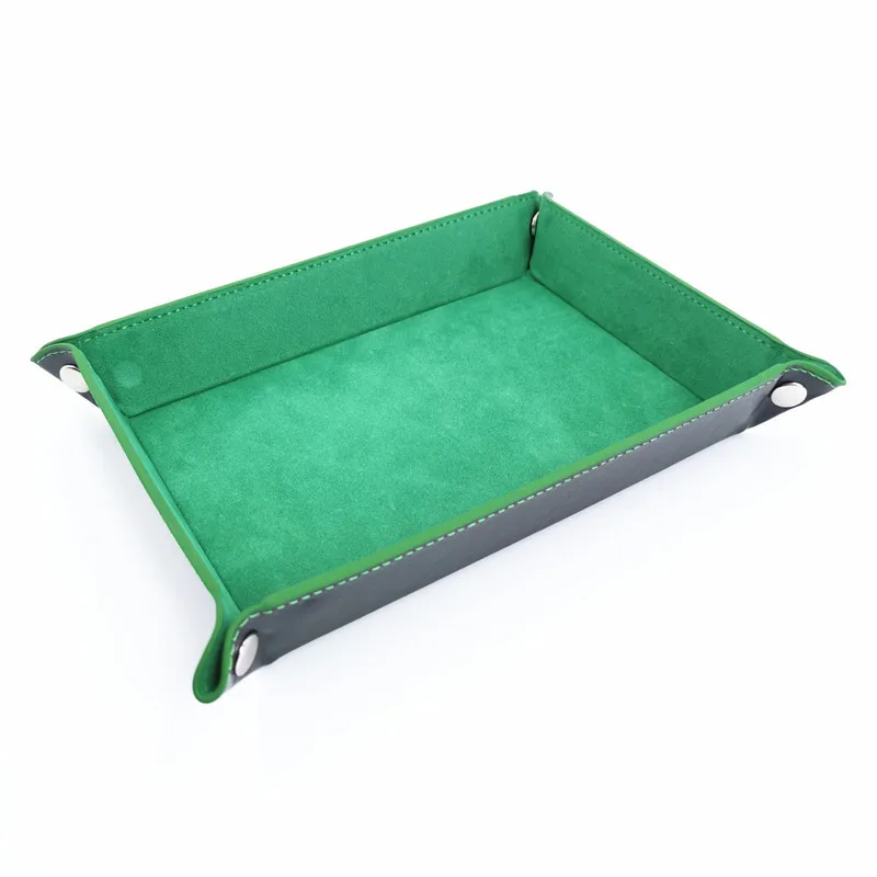 Factory Directly Supply Custom Logo Rectangle Function Jewelry Folding Storage Foldable Home Hotel Travel Pu Leather Dice Tray