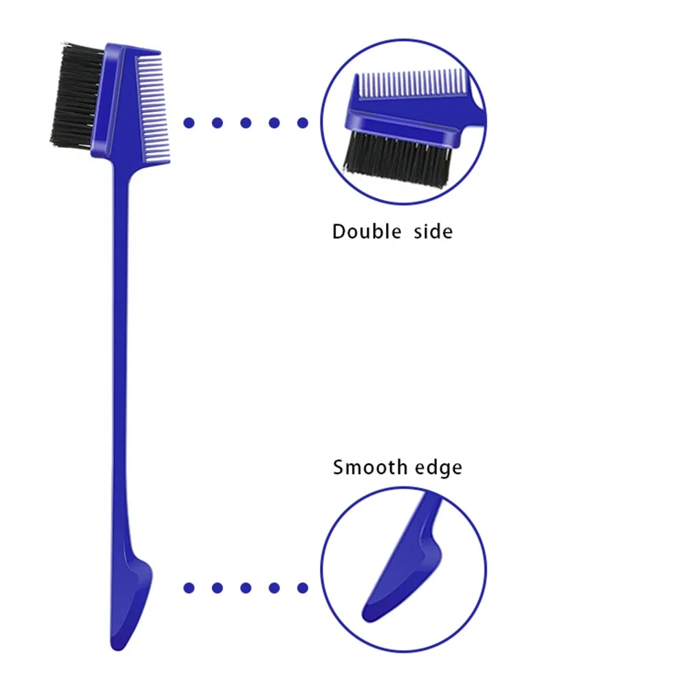 Private label 3 sided edge control brush  hot sale double sided edge brush and comb