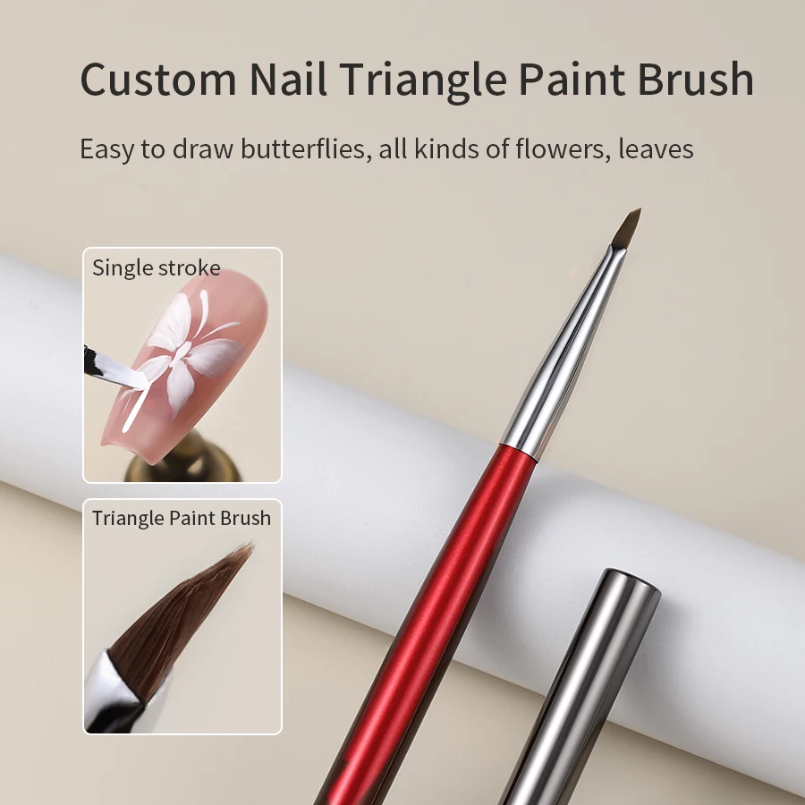 Customized Logo ANNIES Butterfly Triangle Flowers Nails Brush Painting Professional Nail Drawing Brushes