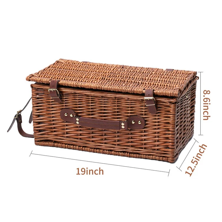 Rattan Weaving Basket Picnic For Storage Fruit Willow Handicraft 4 Persons Hamper Material Hand Weave Free Custom Diffent Sizes