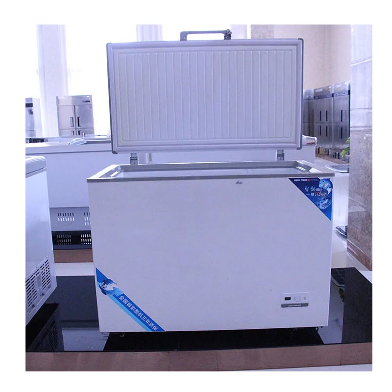 Double Door Fridge Deep Chest Electric Freezers With Lock Led Light Single Temperature Island Freezer