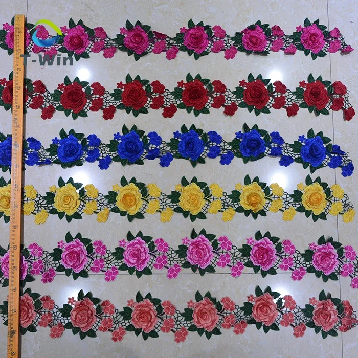 Wholesale fashion wedding dress lace trims teal custom sewing supplies bridal beaded necklace trims mesh lace trim embroidery