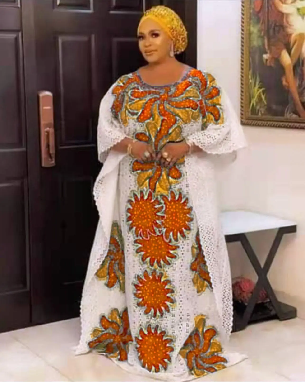 2023 Africa Dress Women Dashiki Maxi Dress African Floral Print Clothing Bazin Loose Casual Summer
