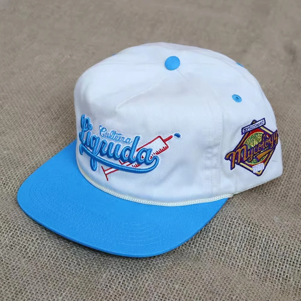 oem 2 tone two tone 100% cotton 5 panel snapback hat custom embroidery logo vintage unstructured snapback cap