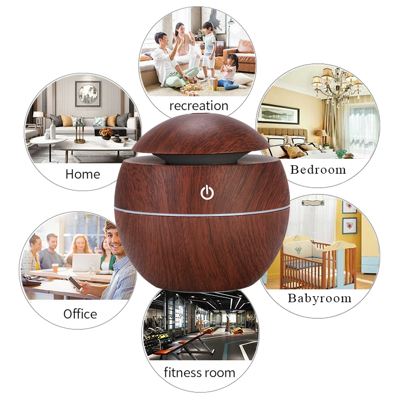 130ml Cool Mist Mushroom shape  Ultrasonic Aroma Essential Oil Diffuser for Home cool mist humidifier