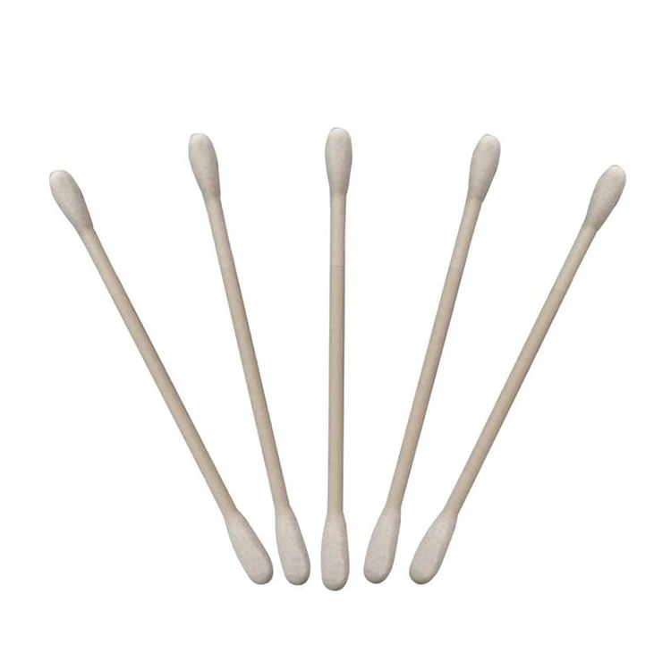 Round Shape Head New Style Daily Use Custom Ear Buds Bamboo Wooden Stick Cotton Swabs