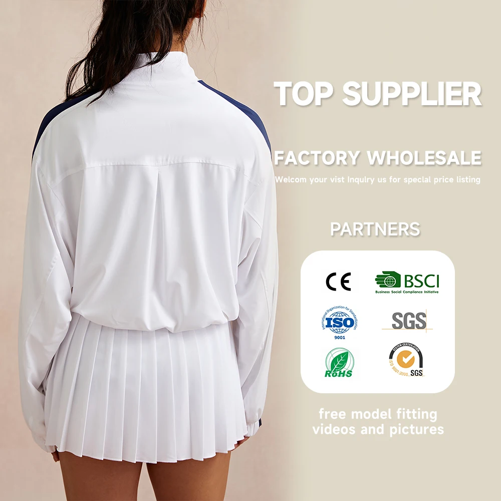 Luckpanther Adjustable Rope Buckle Full Zipper Outdoors Long-sleeved Fitness Top Gym Fitness Jacket For Tennis Golf Running