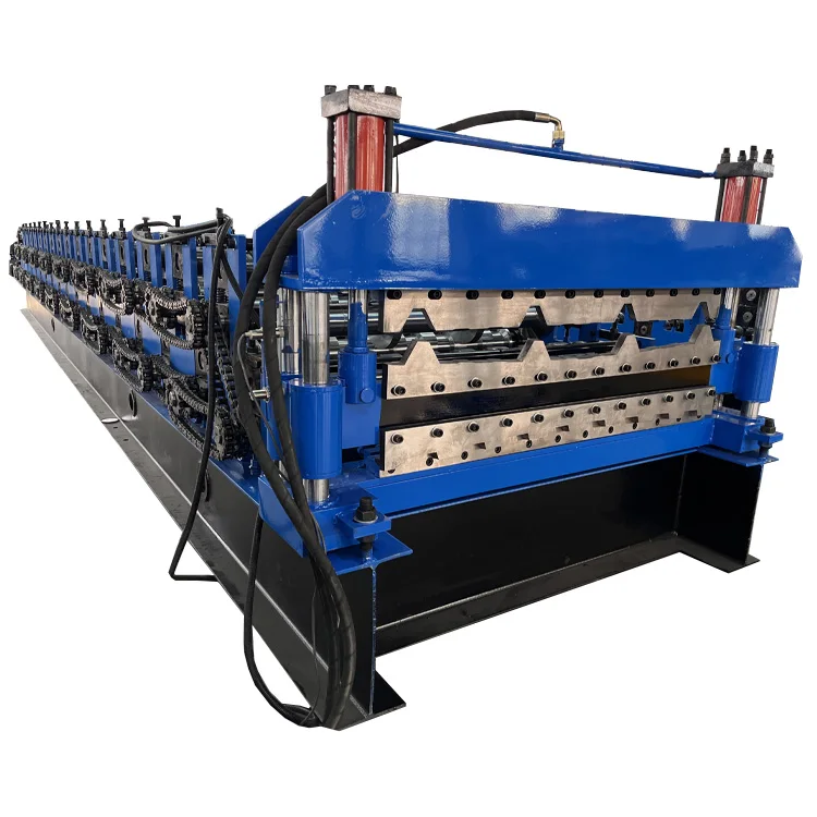 Automatic TR4 5 Rib Trapezoid Roof Tile Making Machinery Double Layer Corrugated Steel Roofing sheet Roll Forming Machine