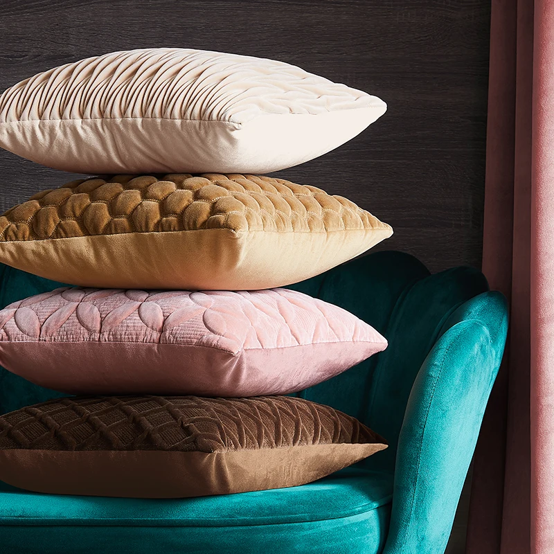 Monad High End Quality Luxury Decorative Geometric Quilted Embroidery Recycle Velvet Pillow Cushion Cover For Sofa Bed