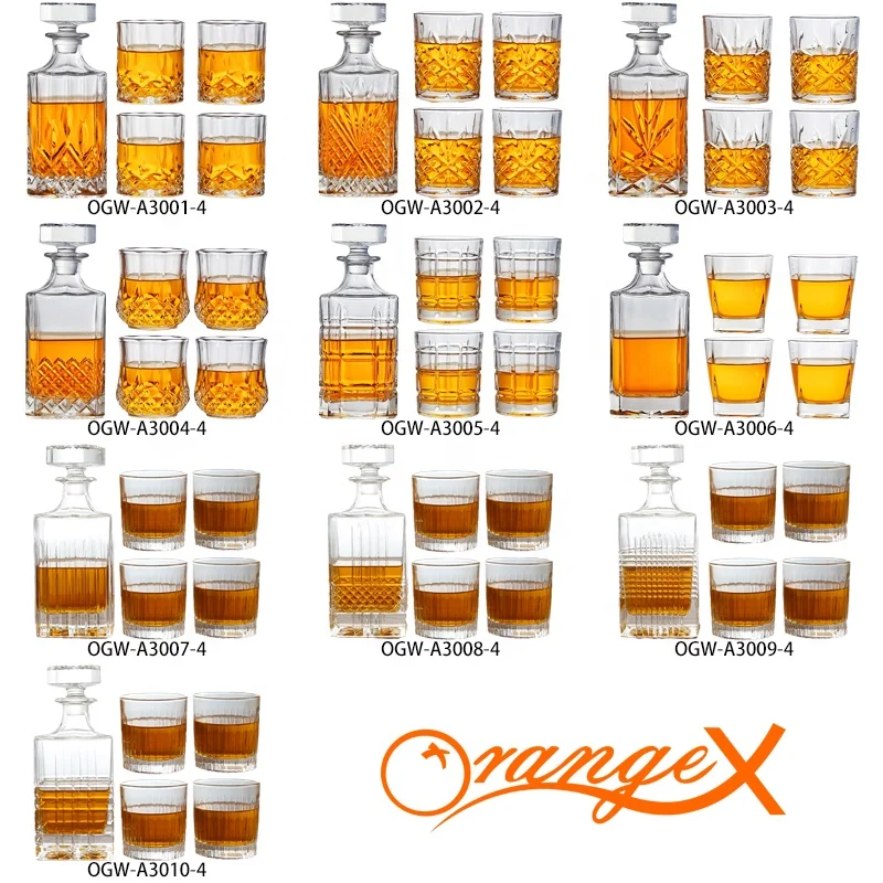 750ml Spot Cheap Goods Four Glass Set Gift Box Crystal Whiskey Bottle Whiskey Set