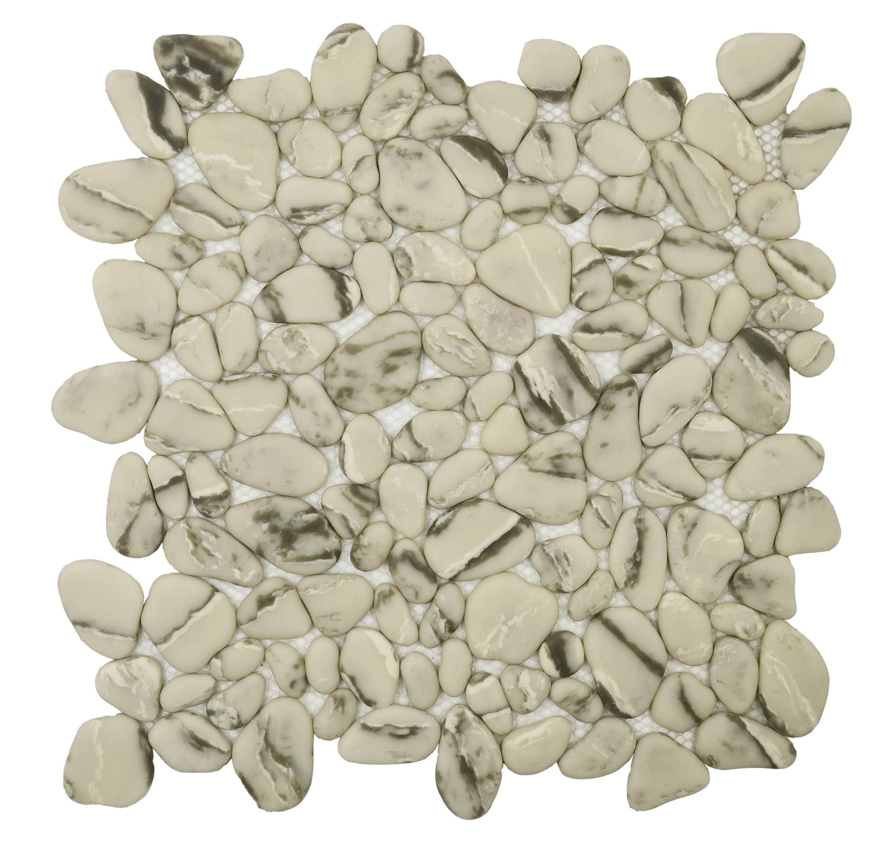 White and black Pebble Recycled Glass Marble Mosaic Tile for Bathroom and living room