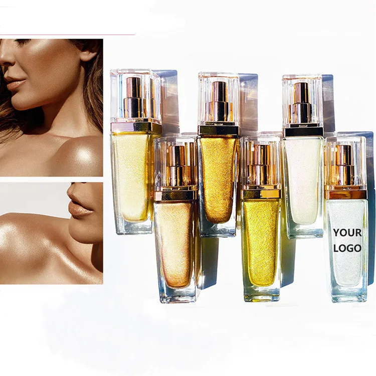 Facial shimmer long-lasting brighten glow rose gold  liquid highlighter mini highlighters 1 set private label highlighter