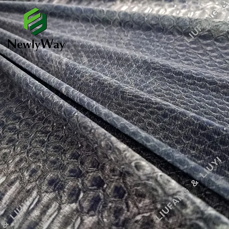  Unique snakeskin design printed lace nylon stretch tricot knit fabric online wholesale