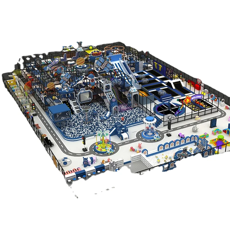 Pokiddo Custom Design Indoor playground trampoline park with Laser Tag Gun battle game for kids adults Tram mazepoline park maze