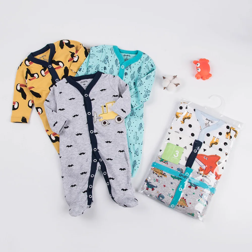 China Supply 3 Pieces Packing High Quality Low Price 100% Cotton Baby Jumpsuit Newborn