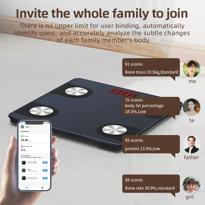 Modern Body Fat Scale with LED Display for Clear, Accurate Health Readings