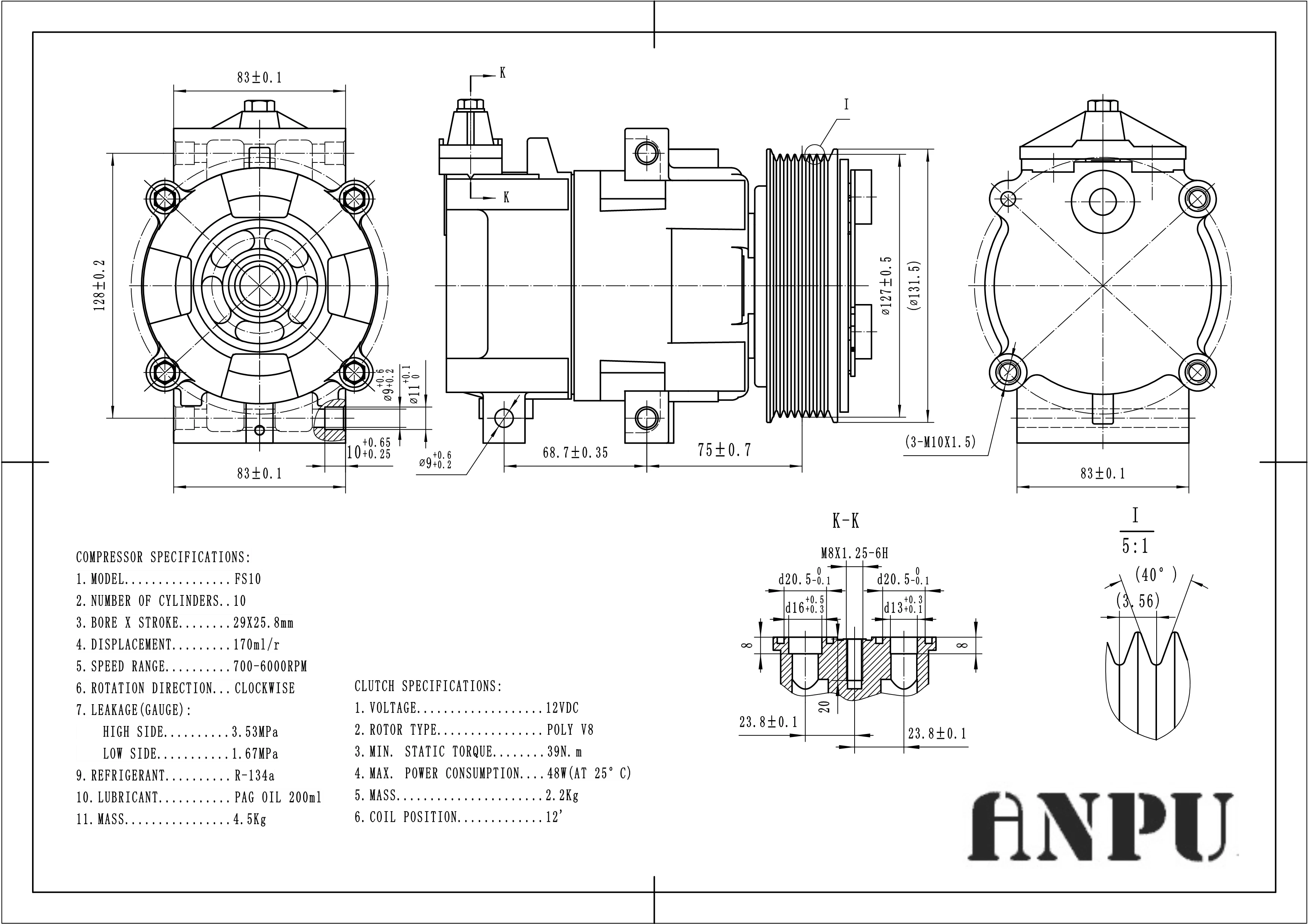 all new auto ac compressor fs10 ac compressor for 8PK 127MM 58152