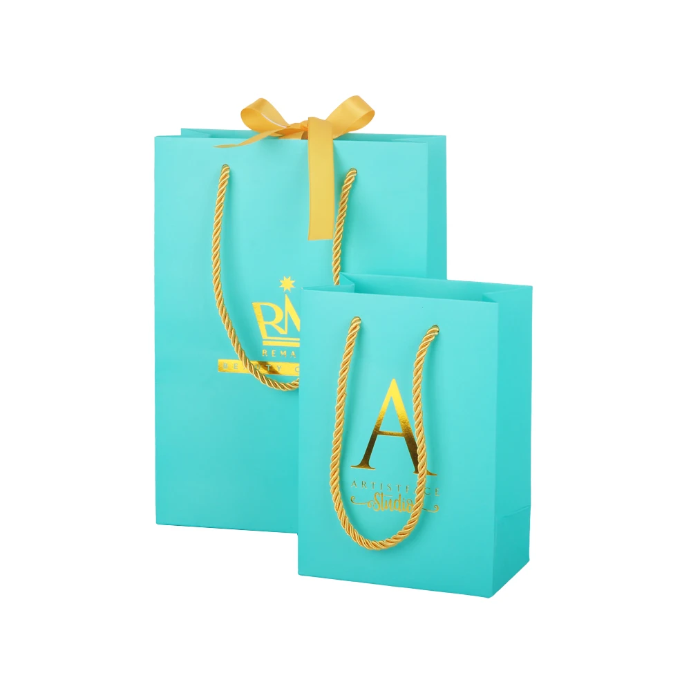 Custom eco-friendly premium matte laminated luxury boutique euro tote for candle cosmetic gift shopping paper bags with logo