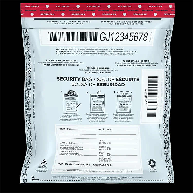 Logo Security Bags Custom Deposit Bags Plastic Bank Deposit Security Sealed Tamper Evident Bags